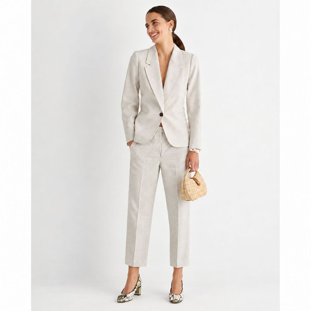J. Crew Kate Straight-Leg Pant in Stretch Linen Blend